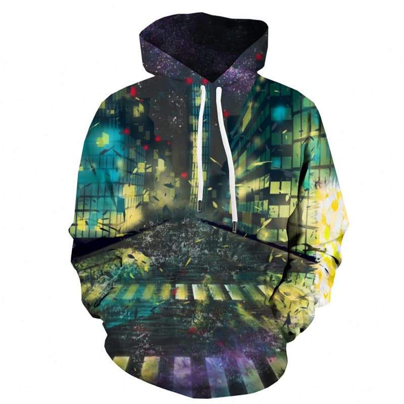 City Hoodie Men Galaxy Sweatshirt Printed Technology Hoody Anime Colorful Hooded Casual - KYKU