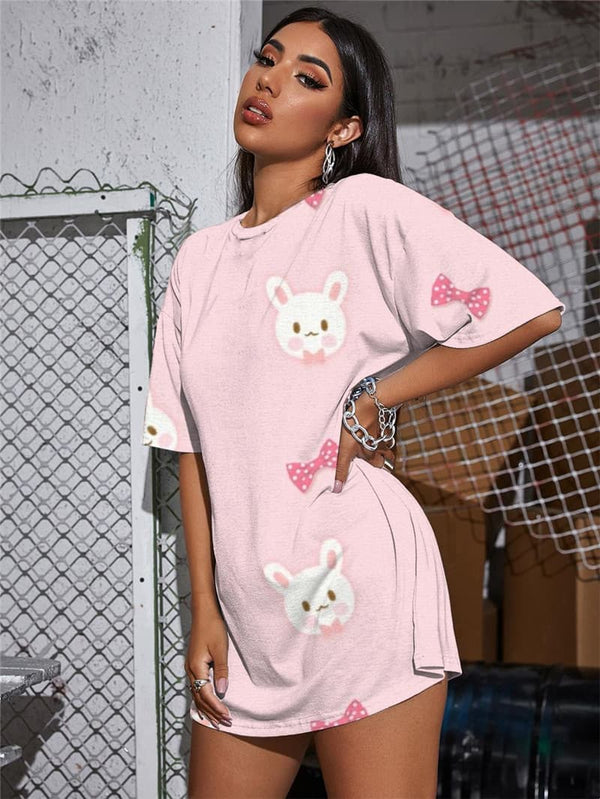 
Rabbit T-shirt Women Animal Shirt Print Lovely Tshirt Printed Novel Funny T shirts
                