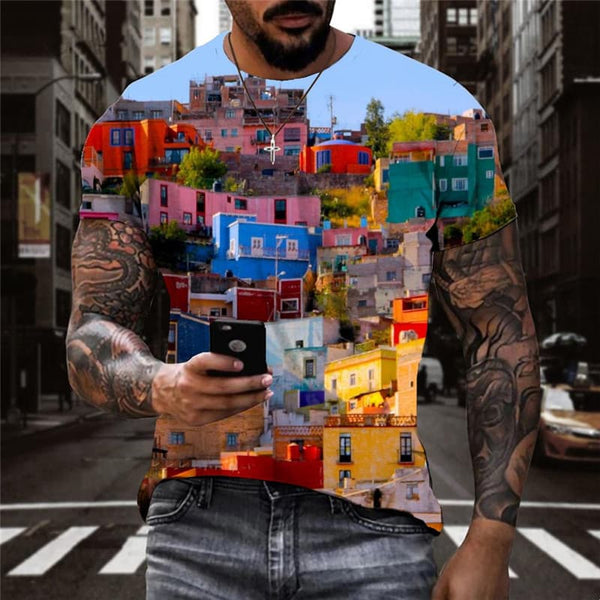 City T-shirt Men House Shirt Print Colorful Anime Clothes Harajuku Tshirt Printed