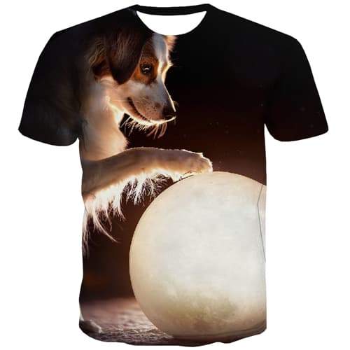 Dog T-shirt Men Animal Shirt Print Galaxy Tshirt Printed Ball T-shirts Graphic Lovely Tshirts Casual - KYKU