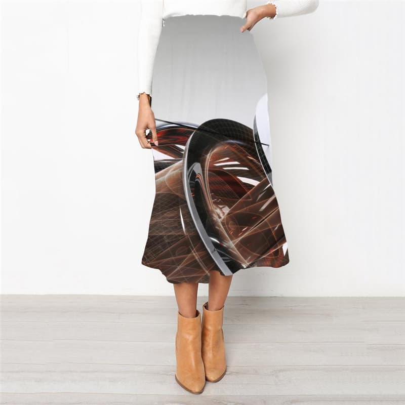 Metal Skirt Women Engine Rock Frauen Gear Skirt Ladies Art High waist skirts