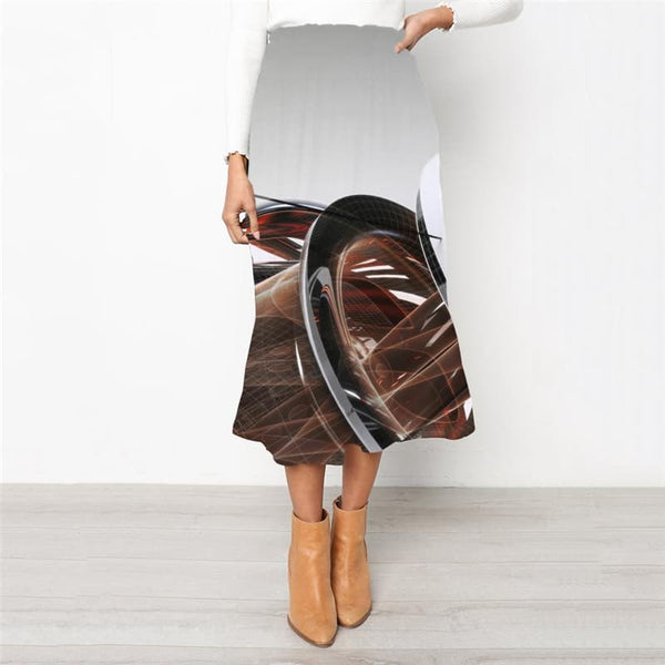 Metal Skirt Women Engine Rock Frauen Gear Skirt Ladies Art High waist skirts