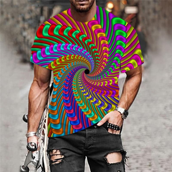 
Dizziness T-shirt Men Colorful Anime Clothes Gradient Tshirts Casual Rainbow Funny T shirts
                