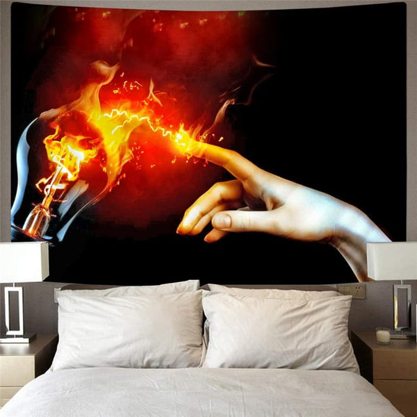 
Flame Tapestry Light Bulb Wall Tapestry Hand Tenture Mandala Couple Rug Wall
                