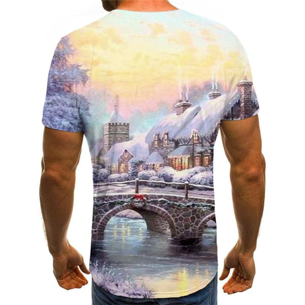 
Christmas T-shirt Men New Year Tshirt Anime Tree Tshirts Cool Snow Shirt Print
                