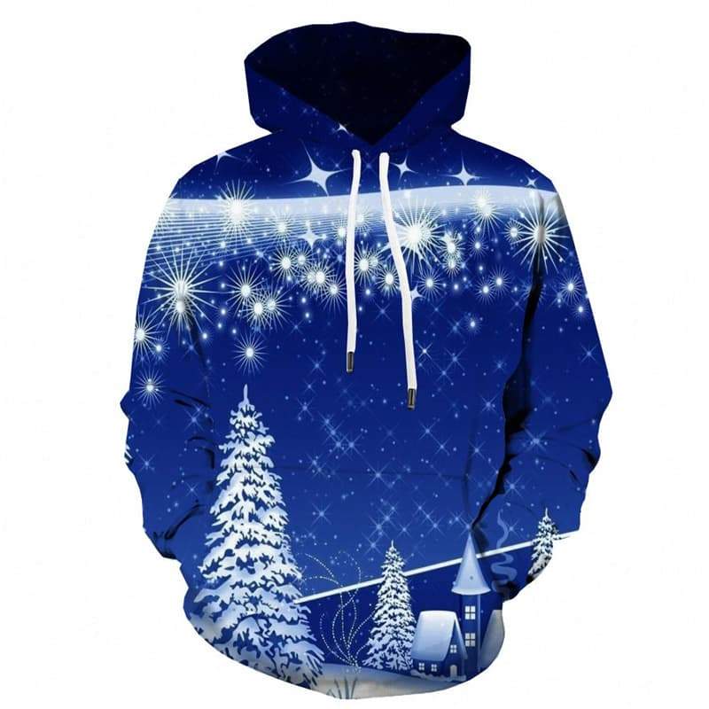 Christmas Sweatshirts men Star Sweatshirt Printed Galaxy Hoody Anime Snow Hoodie Print - KYKU