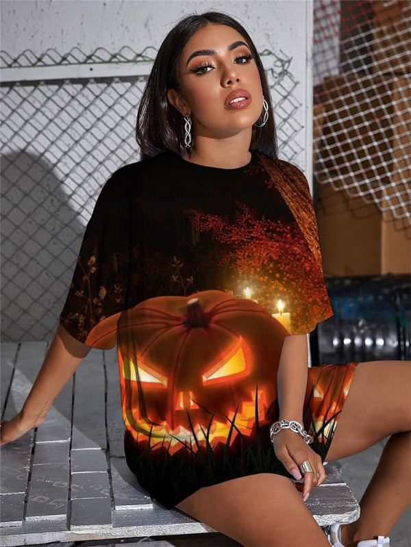 
Halloween T Shirt Women Pumpkin Funny T shirts Party Shirt Print Cosplay Summer
                