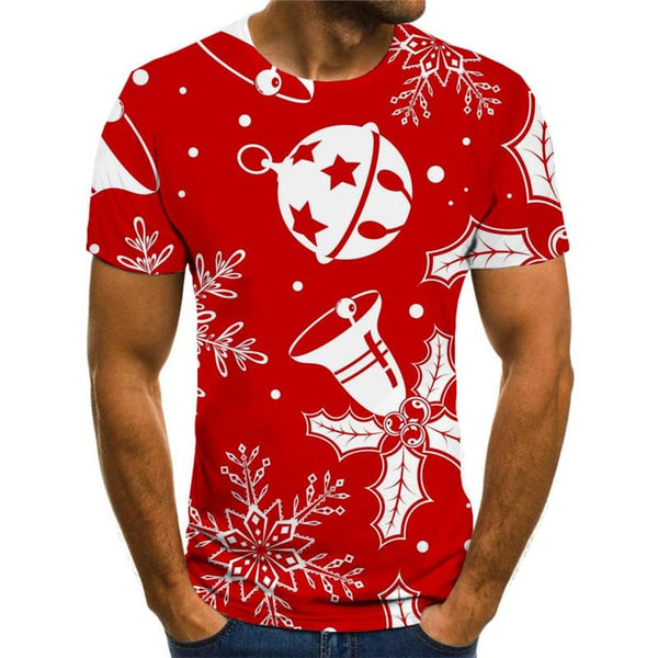 Christmas T-shirt Men New Year Tshirts Novelty Snowflake Tshirts Cool Party T-shirts 3d