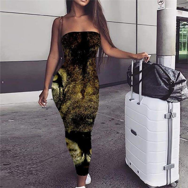 Lion Dress Women Animal Vestido Sexy Anime Boho Ferocious Bodycon Dress Harajuku Sundress - KYKU