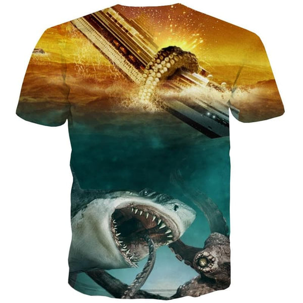 
Shark T shirt Men Ocean Tshirts Casual Animal Shirt Print Black Anime Clothes
                