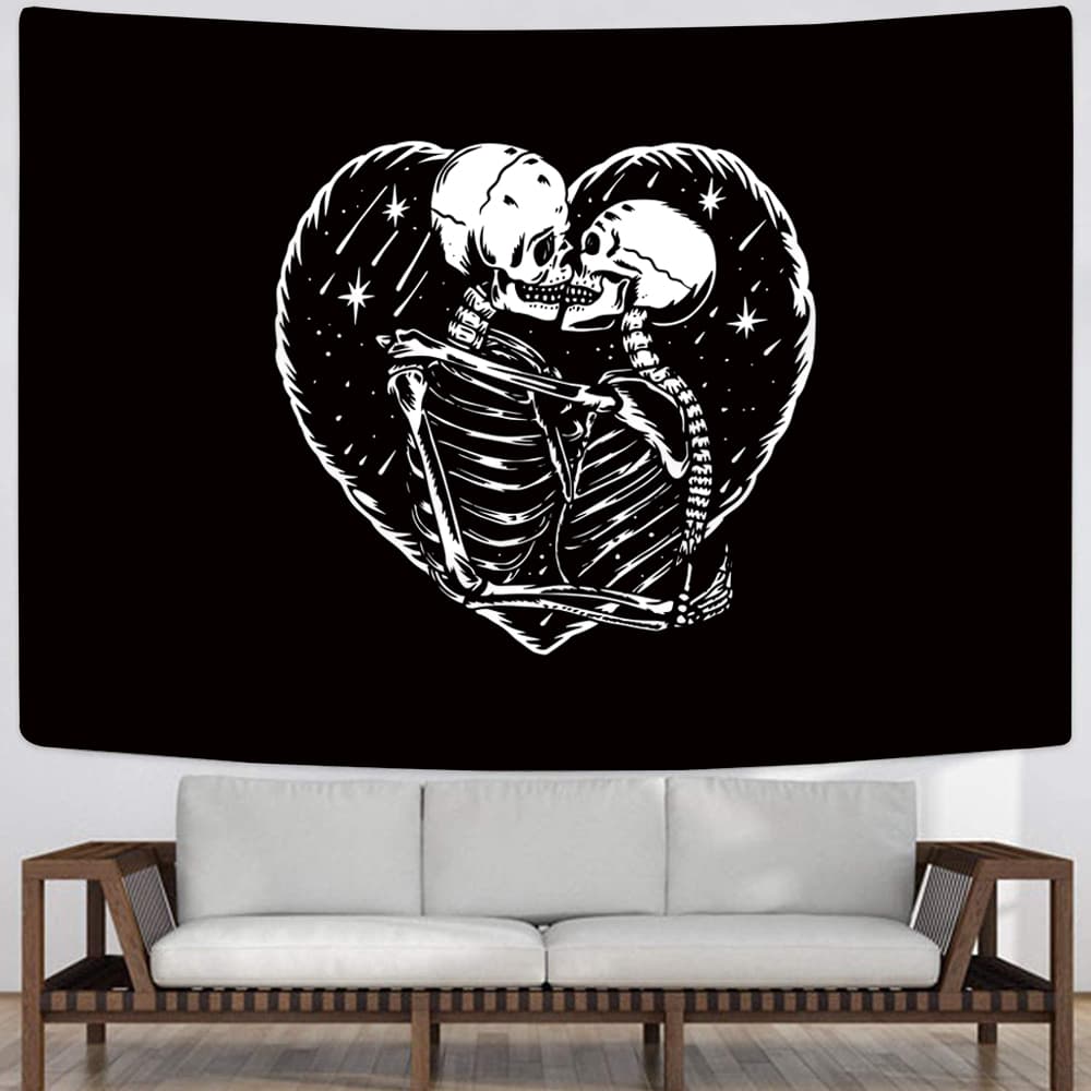 Skeleton Tapiz black Home Tapestrys terror Tapestries Couple Tenture Mandala Love Rug Wall Horror                                                                          skull Wall Tapestry
