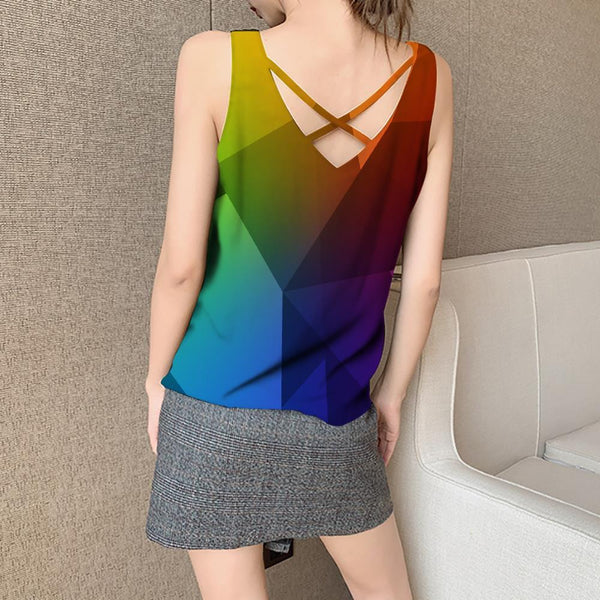 
geometric Tank-Top women Psychedelic Anime Clothes vortex Funny Top square Vest Print rainbow Sleeveless 3d - KYKU
                