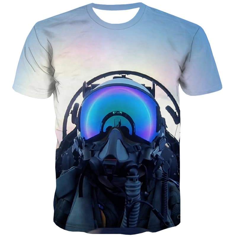 Sky T-shirt Men Helicopter Tshirts Cool Military T shirts Funny Metal Tshirt Printed War Tshirts Casual - KYKU