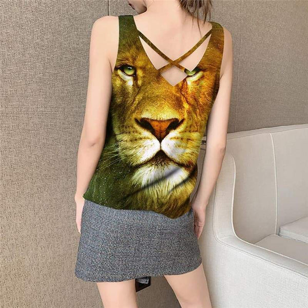 
Lion Tank Top Women Animal Sleeveless 3d Anime Funny Top Nebula Tank Tops Casual Galaxy Vest Print - KYKU
                