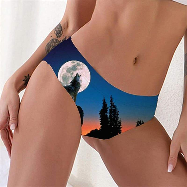 Wolf Briefs Women Animal Lingerie Female Anime Tanga Moon Seamless Tree Knickers - KYKU