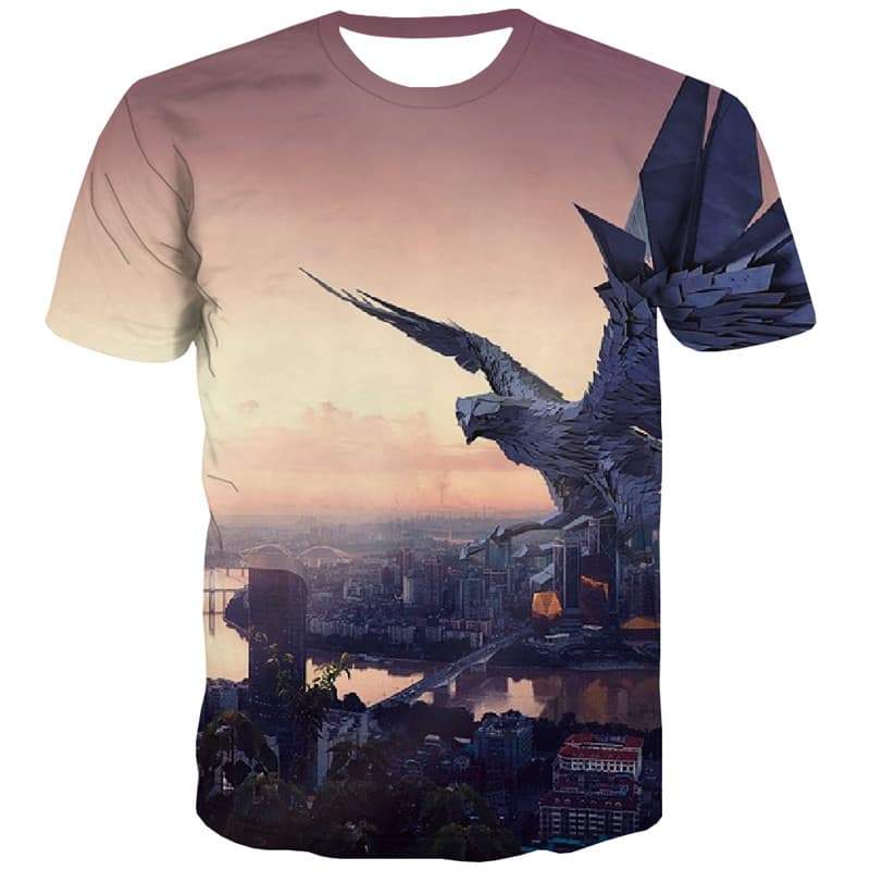 Eagle T-shirt Men Animal T-shirts Graphic City Tshirts Novelty Sunset Tshirts Cool - KYKU