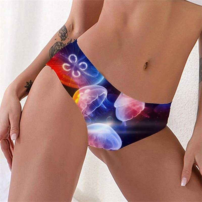 Ocean Briefs Women Jellyfish Seamless Fluorescence Underwear Colorful Tanga - KYKU