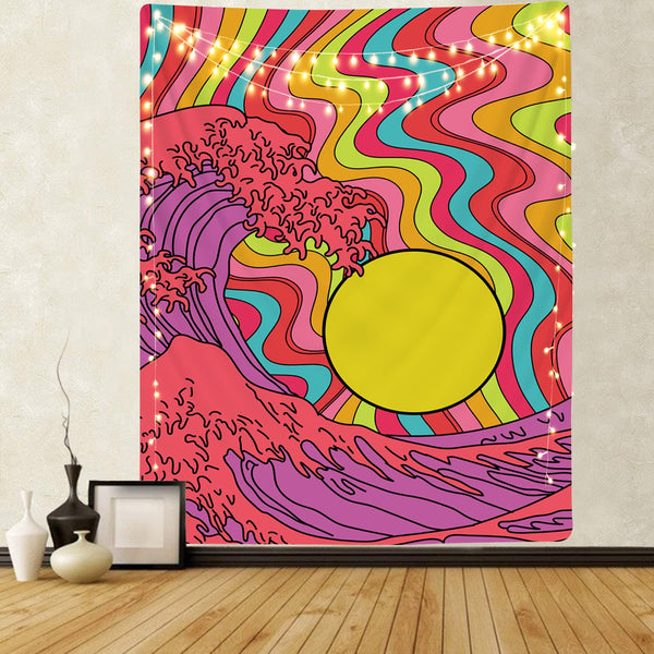 
Soft Tapiz sun Home Tapestrys yellow Tenture Mandala Psychedelic Wall Tapestry abstract Rug Wall Waves Tapestries
                