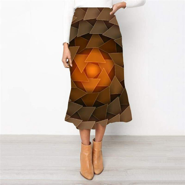 Geometric Skirts Women Psychedelic School skirt Vortex High waist skirts Circle Rock Frauen - KYKU