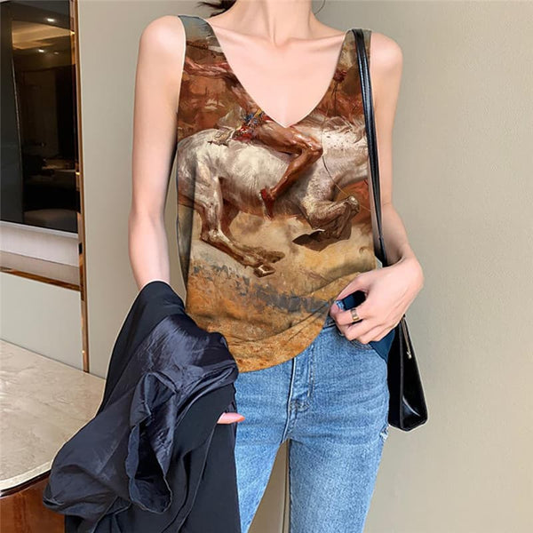 Indios Tank-Top women Horse Tank Tops Casual Animal Sleeveless 3d War Vest Print Graffiti Anime Clothes