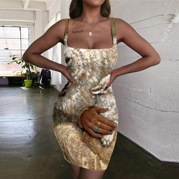 Indios Dress Women Wolf Ladies Dresses Animal Vestido Sexy Lovely 3d Print - KYKU