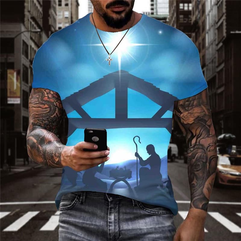 Christian T shirt Men Jesus Anime Clothes Animal Tshirt Printed Galaxy Tshirts Casual