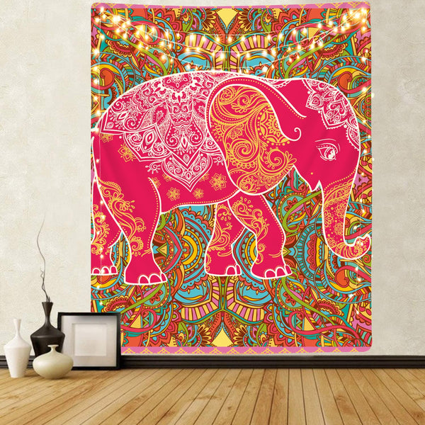 Mandala Tapiz Psychedelic Tenture Mandala Elephant Tapestries enthusiasm Home Tapestrys red Rug Wall