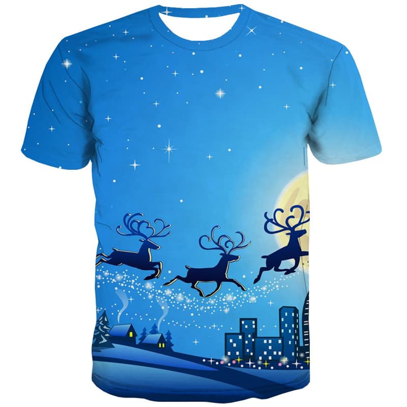 Deer T-shirt Men Galaxy T-shirts 3d Moon Tshirt Printed Christmas Tshirts Cool Party T-shirts Graphic