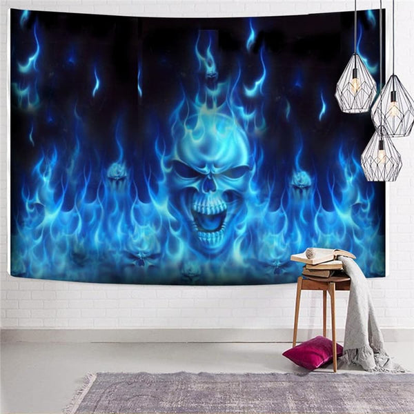 
Skull Tapiz Punk Tapestries Blue Home Tapestrys Flame Tenture Mandala
                