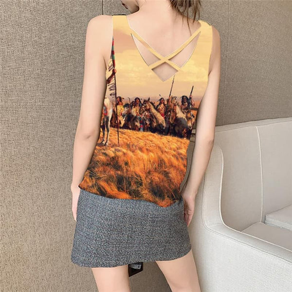 
Indios Tank-Top women Horse Vest Printed War Funny Top Womens Clothing
                