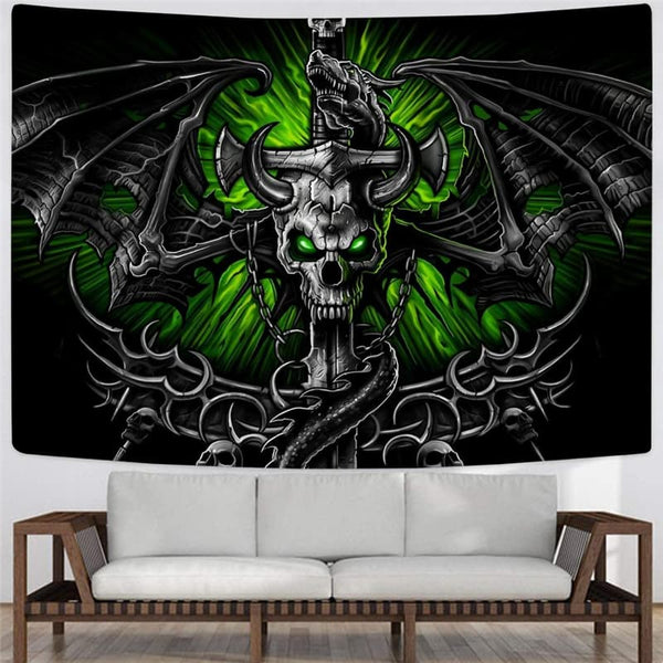 
Skull Tapestry Punk Home Tapestrys Devil Tenture Mandala Wing Tapestries Iron Chain Wall Tapestry
                