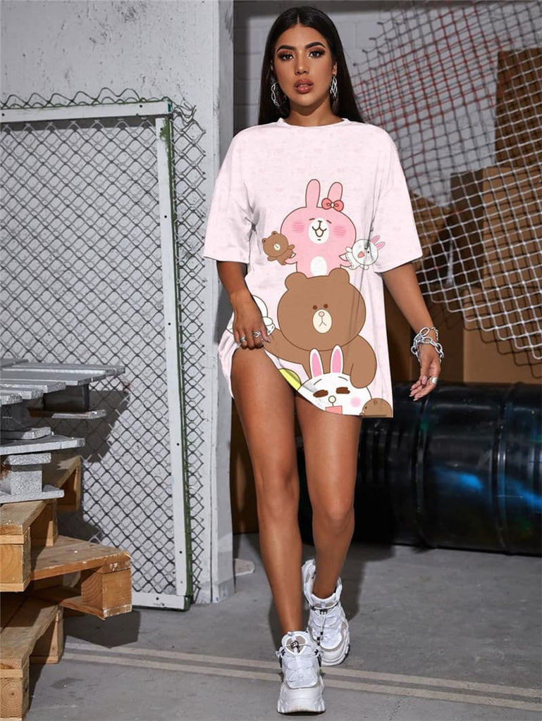 Rabbit T-shirt Women Animal Summer Lovely Funny T shirts Home Tshirt Printed