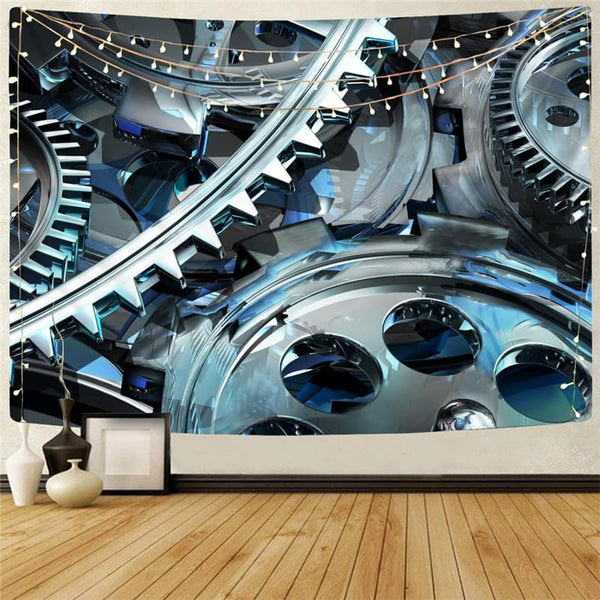 Metal Tapestry Engine Tapestries Gear Home Tapestrys Technology Wall Tapestry