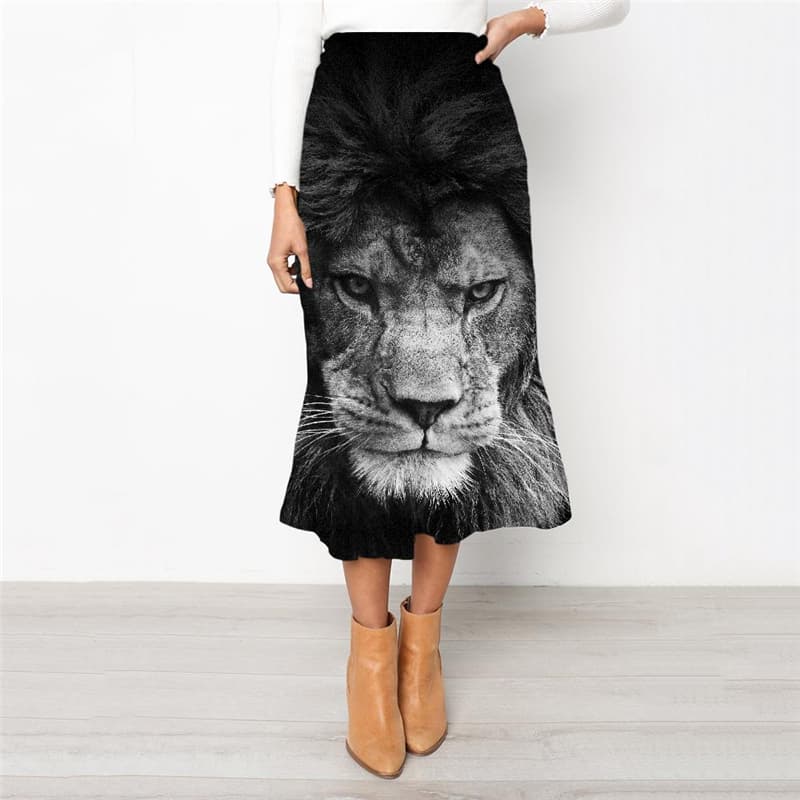 Lion Skirts Women Animal School skirt Anime High waist skirts Harajuku Skirt Ladies Street Rock Frauen - KYKU