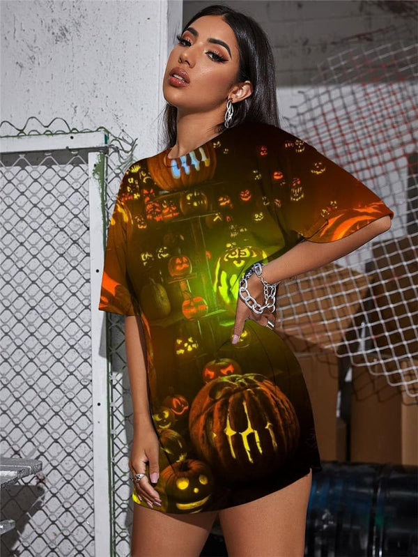 
Halloween T-shirt Women Pumpkin Summer Cosplay Punk Rock Party Funny T shirts
                