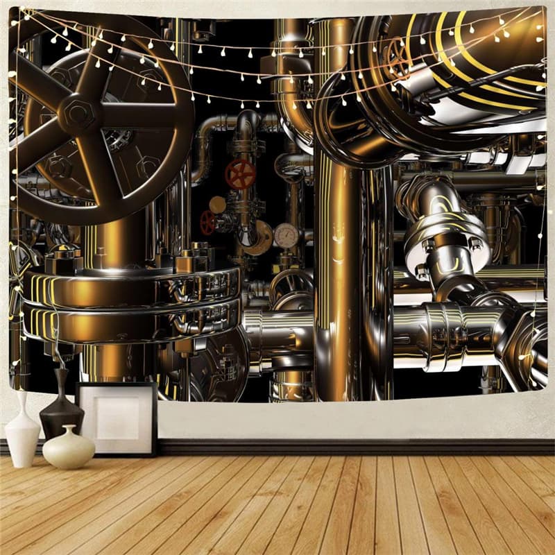 Metal Tapiz Engine Wall Tapestry Gear Home Tapestrys Motorcycle Rug Wall Decor