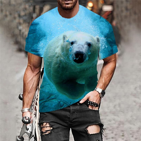 
Bear T shirt Men Animal Anime Clothes Ocean Funny T shirts Harajuku Tshirts Casual
                