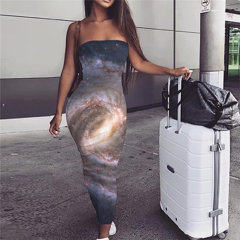 Galaxy Dress Women Space Vestido Sexy Universe 3d Print Dizziness Ladies Dresses