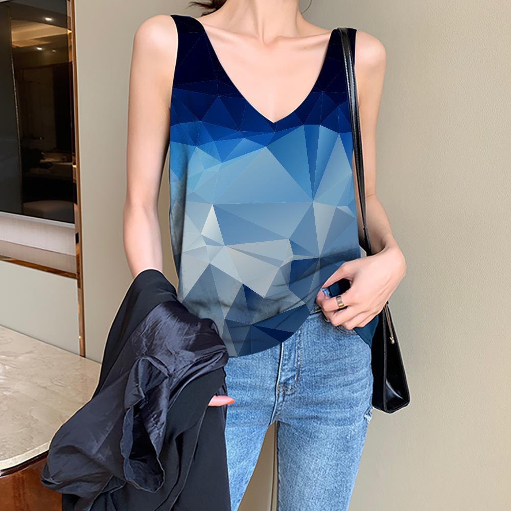 Geometric Tank-Top women Psychedelic Anime Clothes Vortex Vest Printed Square Vest Print - KYKU