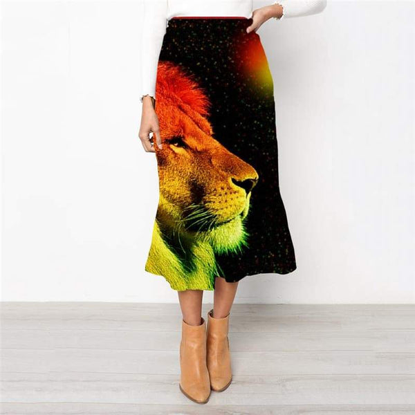 Lion Skirts Women Animal High waist skirts Anime School skirt Nebula Skirt Ladies Colorful Rock Frauen - KYKU