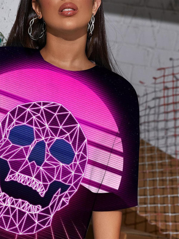 
Skull T-shirt Women Moon T-shirts 3d Harajuku Funny T shirts Hip Hop Summer
                