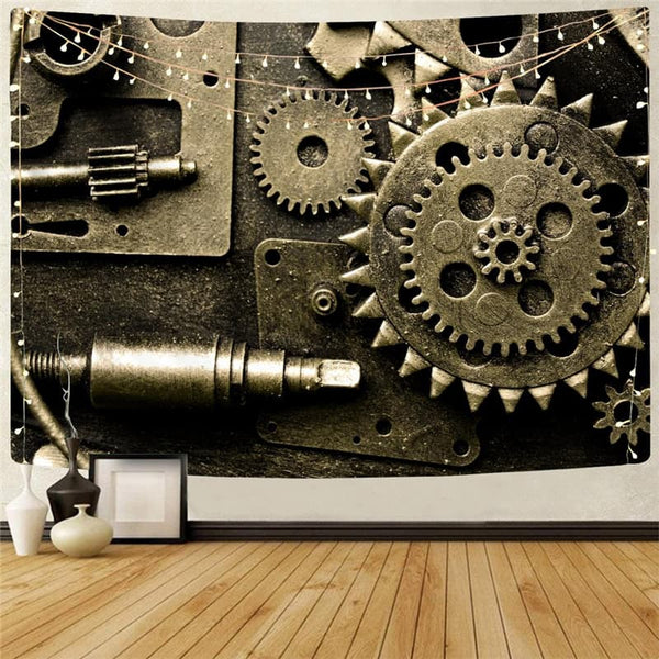 Metal Tapestry Engine Home Tapestrys Gear Rug Wall Paint Wall Tapestry Decor
