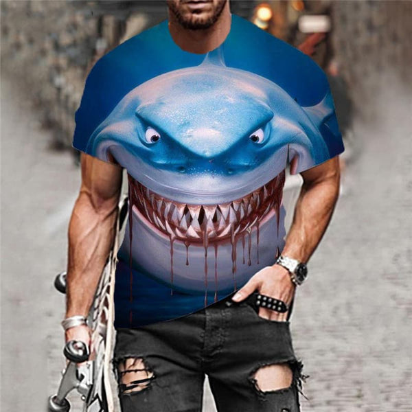 
Shark T-shirt Men Ocean T-shirts 3d Animal Tshirts Casual Blood Tshirt Printed War Funny T shirts
                