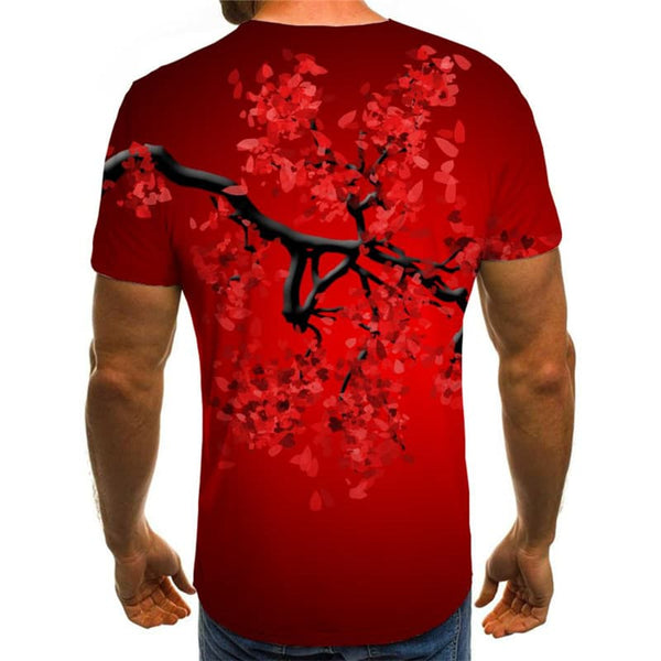 
Cherry Blossoms T-shirt Men Red Anime Clothes Romantic Tshirts Casual Love T-shirts 3d
                