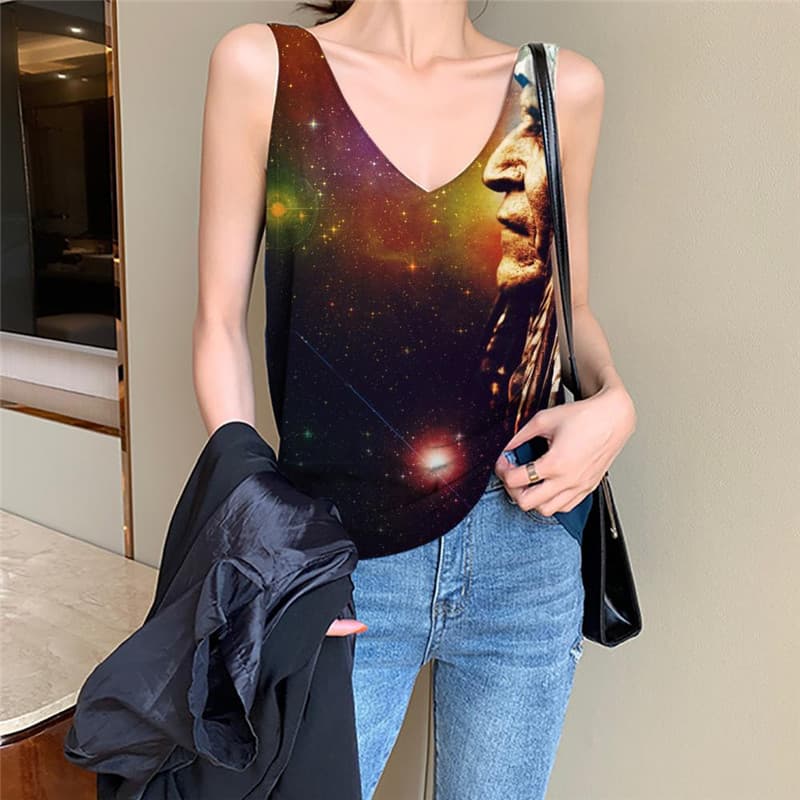 Indios Tank-Top women Galaxy Vest Printed Space Vest Print Universe Anime Clothes