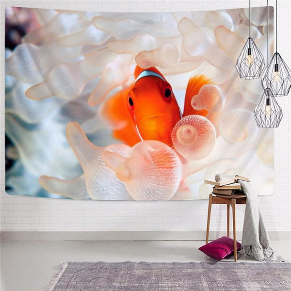 
Fish Tapestry Animal Home Tapestrys Gothic Rug Wall Space Tenture Mandala Bubble Wall Tapestry
                