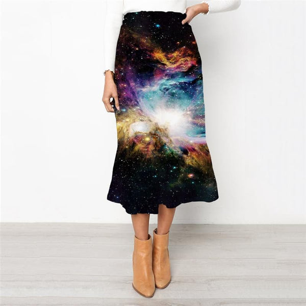 
Galaxy Skirts Women Space Rock Frauen Universe School skirt Colorful High waist skirts
                