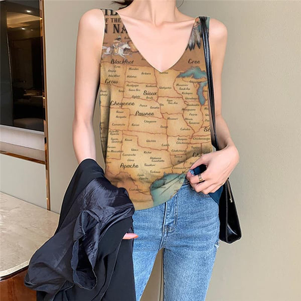 Indios Tank Top Women Map Funny Top Animal Sleeveless 3d  Tank Tops Casual Fishinger Anime Clothes