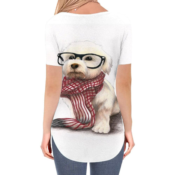 
Dog T Shirt Women Animal Funny T shirts Painting Shirt Print Lovely V-neck Tshirt
                