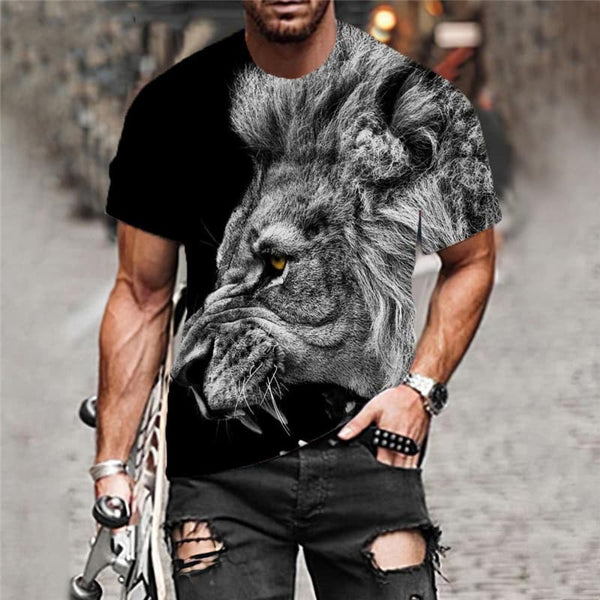 
Lion T-shirt Men Animal Shirt Print Ferocious Anime Clothes Street T-shirts 3d
                